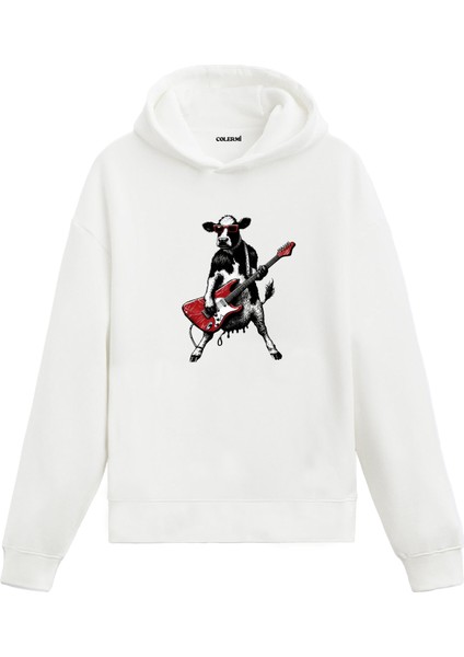 Rockçı Inek Tasarım Hoodie