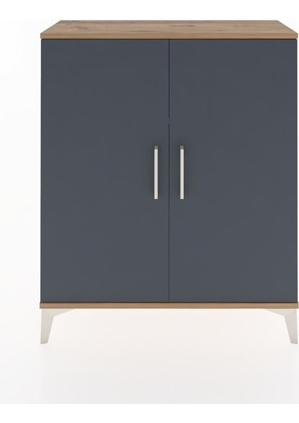 Arges Şifonyer 2 Raflı 2 Kapaklı 88X30X106 Çam-Antrasit