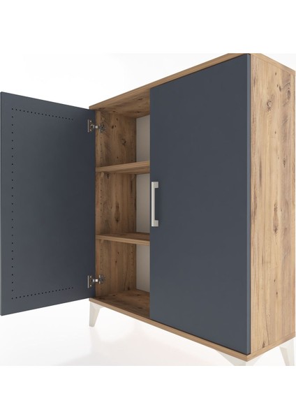 Arges Şifonyer 2 Raflı 2 Kapaklı 88X30X106 Çam-Antrasit indirimleri
