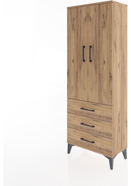 Arges Dolap 4 Raflı 3 Çekmeceli 2 Kapaklı 60X30X163 Çam-Çam modelleri