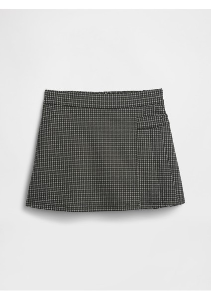 Kız Çocuk Koyu Gri Pull-On Pileli Şort Etek