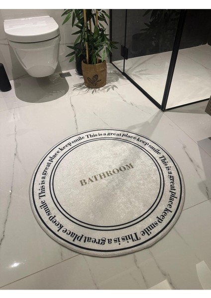 Ekru Yuvarlak Banyo Paspası 80X80, Şık ve Konforlu Banyo Aksesuarı modelleri