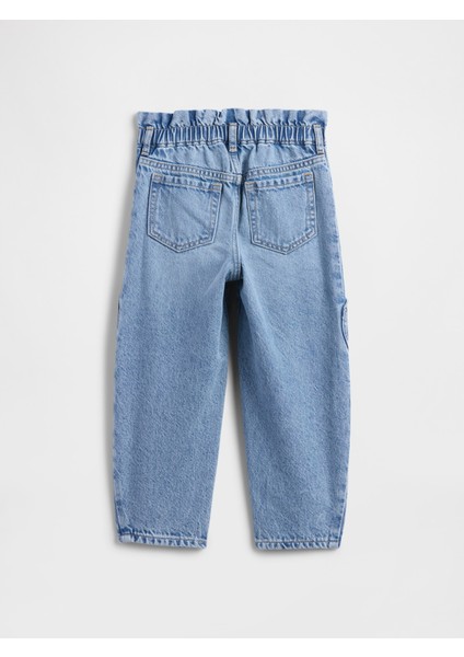 Kız Bebek Mavi Paperbag Horseshoe Jean Pantolon modelleri