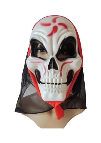 Halloween Maske Iskelet Tüllü Kırmızı Beyaz fiyatları