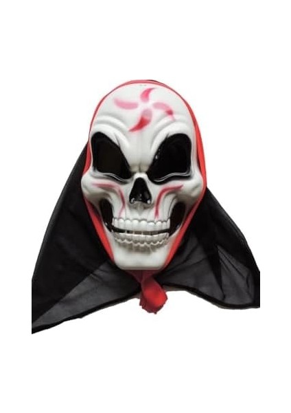 Halloween Maske Iskelet Tüllü Kırmızı Beyaz modelleri