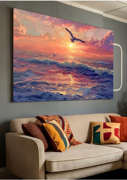 Kanvas Tablo Dalgaların Ahenginde Kuşlar Dekoratif Kanvas Tablo 80 x 120