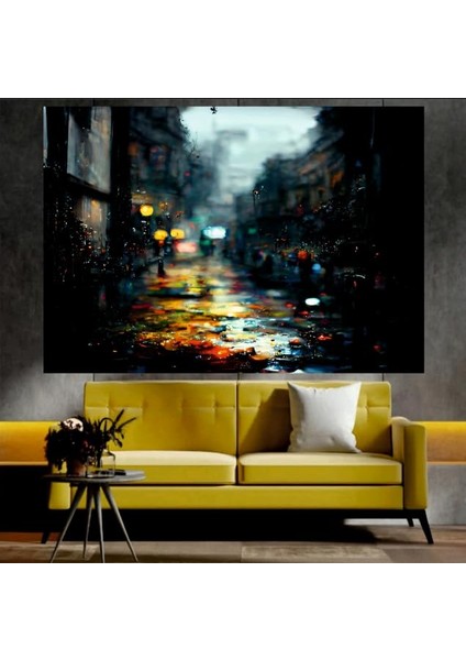 Sokak Manzaralı Sanatsal Dekoratif Duvar Tablosu (70X100 Cm)