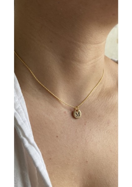 Gold Plaka Model M Harf Kolye modelleri