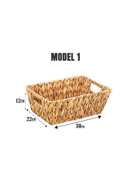El Yapımı Hasır Dikdörtgen Dekoratif Sepet, Hasır Dikdörtgen Dekoratif Tepsi 3 Model Seçenekli (30 * 22 * 12CM) (Küçük) modelleri