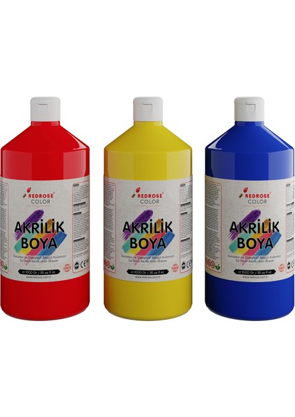 Rose Kırmızı, Mavi, Sarı Akrilik 3&apos;lü Set 3X1000 gr