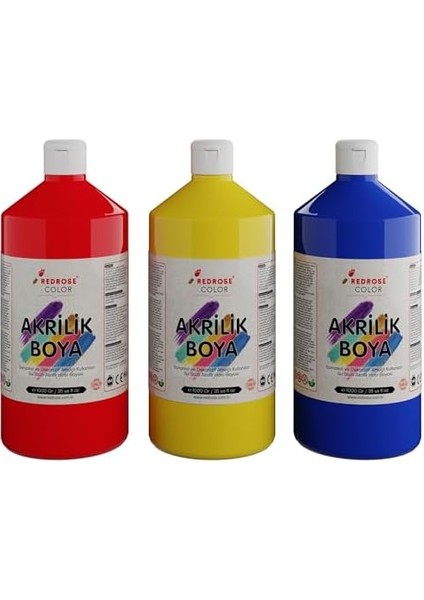 Rose Kırmızı, Mavi, Sarı Akrilik 3&apos;lü Set 3X1000 gr modelleri