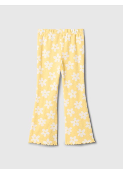 Kız Bebek Sarı Fitilli Pull-On Grafik Baskılı Flare Tayt fırsatları