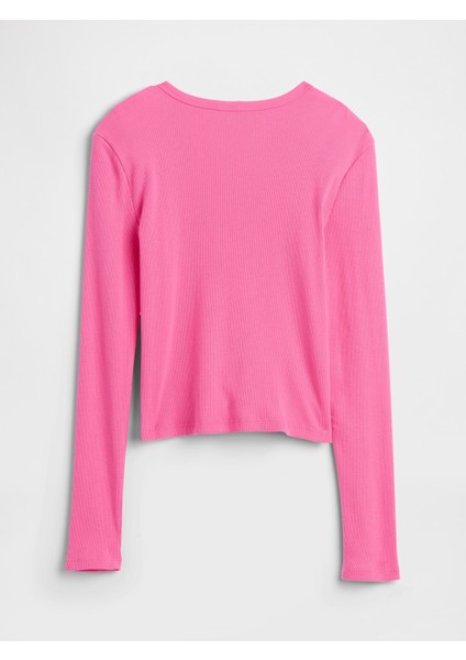 Kız Çocuk Pembe Fitilli Pointelle T-Shirt fiyatları