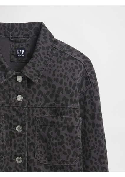 Kız Çocuk Siyah Boxy Leopar Ceket fiyatları