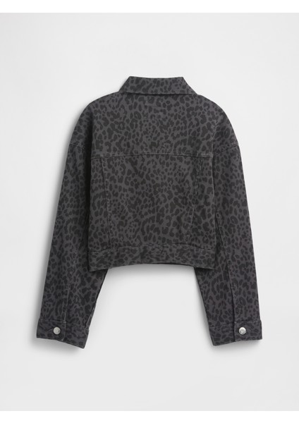 Kız Çocuk Siyah Boxy Leopar Ceket modelleri