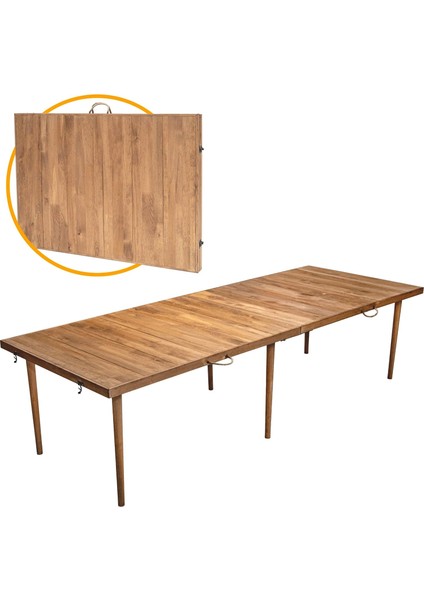 Katlanır Kamp, Piknik ve Bahçe Masası 75X200 cm - Ceviz Renk