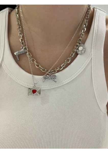 Kadın El Yapımı Tasarım Charm Kolye Seti