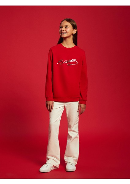 Yeni Sezon Bisiklet Yaka Atatürk Imza Baskılı Kız Çocuk Sweatshirt fiyatları