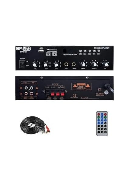Merz LV-200 100V Trafolu ve 4-16 Ohm Mixer Amfi 200W Anfi USB fiyatları