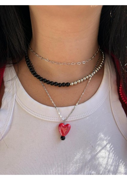 Rodyum Kaplama Kalp Temalı Tasarım Kolye Seti fiyatları