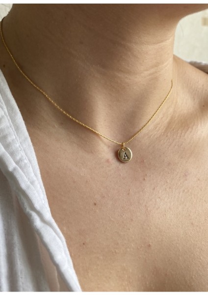 Gold Plaka Model A Harf Kolye modelleri
