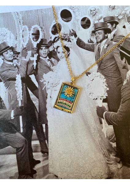 Kadın Altın Kaplama Yeni Sezon The Sun Kolye - Zirkon Taşlı Kolye - Tarot Kolye modelleri