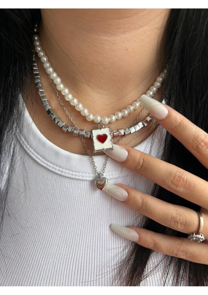 3' Lü Kalp Temalı Kombin Kolye fiyatları