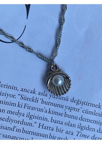 Kadın Silver Incili Istiridye Kolye