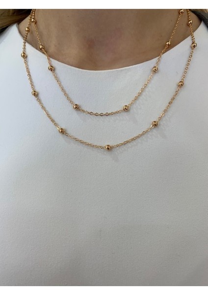 Kadın Altın Kaplama Kombin Zincir Kolye