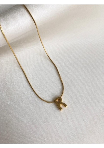 R Harfli Gold Kolye