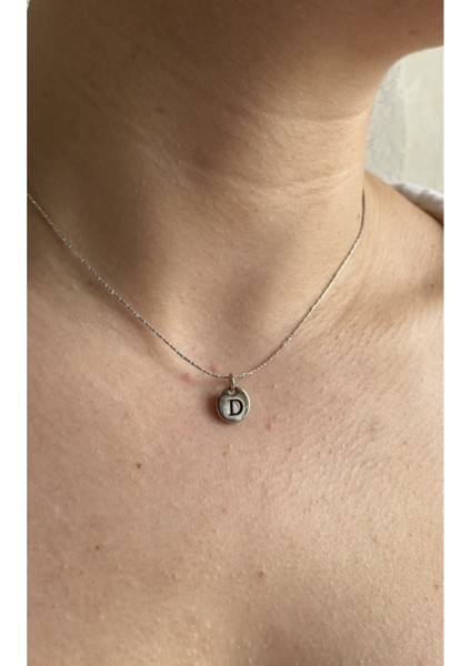 Silver Plaka Model D Harf Kolye modelleri