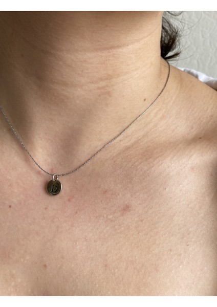 Silver Plaka Model D Harf Kolye indirimleri