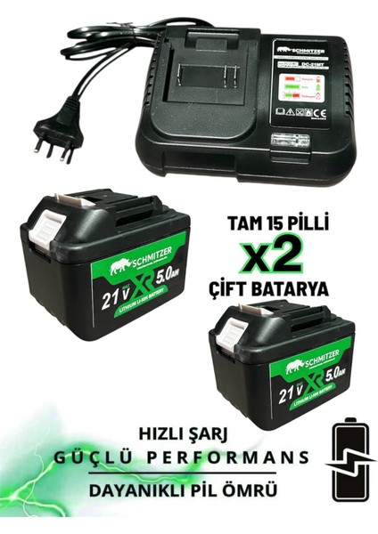 Schmıtzer Orjinal 21V 15 Pilli Çift Akülü Kömürsüz Darbeli Vidalama 650 Nm Torklu Bijon Somun Sıkma Sökme Matkap fırsatları