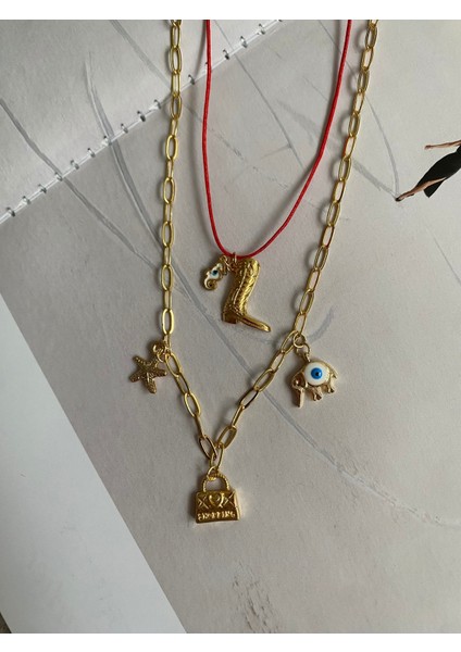 Tasarım Charmlı Set Kolye