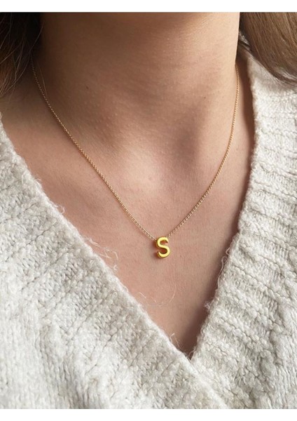 Harfli Kolye Gold Zincir