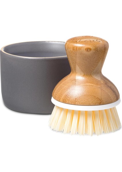 Bubble Bis Keramik Seifenspender & Scrubber Schwamm Set, Weiß, Grau/weiß, Dish Brush + Dispenser