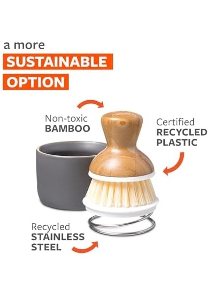 Bubble Bis Keramik Seifenspender & Scrubber Schwamm Set, Weiß, Grau/weiß, Dish Brush + Dispenser fiyatları