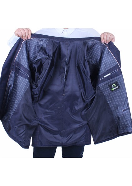 Mocgrande Erkek Büyük Beden 4 Drop Blazer Ekose Ceket 500605 Lacıvert indirimleri