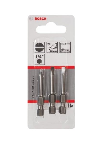 Professional Uzunlamasına Düz Vidalar Için Ekstra Sert Uç (S0,5 x 4,0; Uzunluk: 49 Mm, 3 Adet) fiyatları