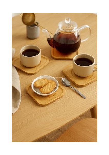 6 Adet Bambu Çay Tabağı, Yuvarlak Altlık Model, Fincan ve Kupa Altlığı, Şık ve Dayanıklı Tasarım (Kare) modelleri