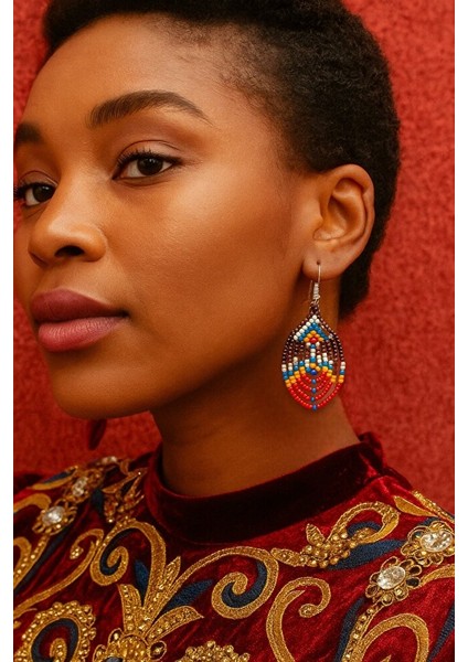 Renkli Etnik Desen Boncuk Küpe – El Yapımı fiyatları