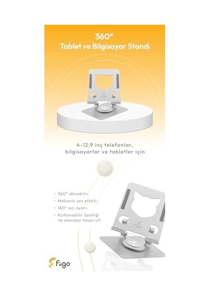 360 Derece Dönebilen Tablet ve Telefon Kedi Figürlü Metal fiyatları