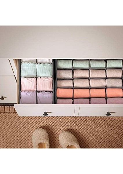 Iç Giyim Saklama Kutuları, Çekmece Organizatörü, Dolap Organizeri, Katlanabilir, Sütyen, Iç Çamaşırı, Çorap, Kravat Için Katlanır Kutu, Kumaş Kutu 4&apos;lü Set Gri, RUS04GY modelleri