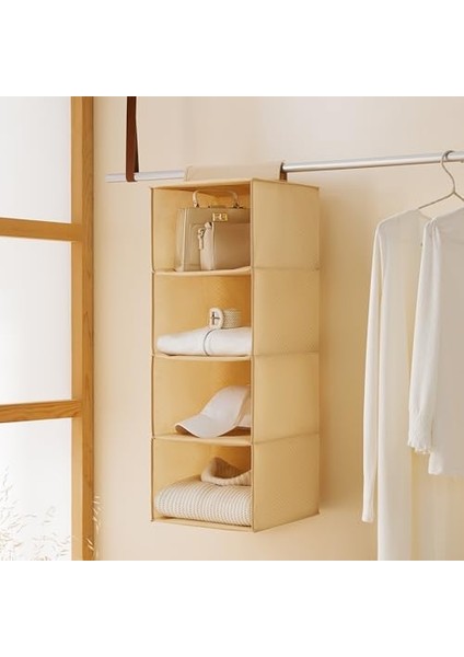 Textile 4 Katlı Bej Dolap Içi Düzenleyici 30 x 30 x 80 cm modelleri