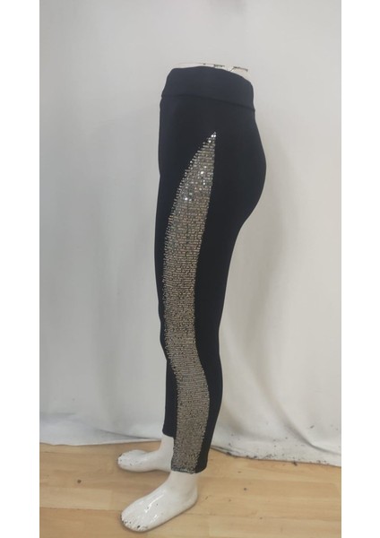 Miracotton Kadın Yüksek Bel Yarı Şerit Pul Payetli Dalgıç Tayt