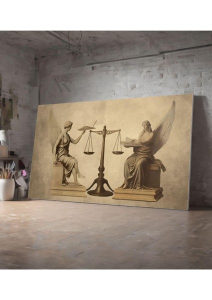 Kanvas Tablo Iyiler Kötüler Adalet Terazisi Dekoratif Kanvas Tablo 80 x 120