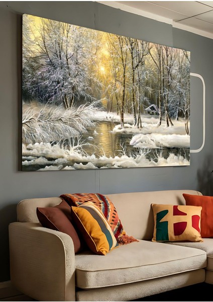Kanvas Tablo Kar Şıklığı Kış Manzarası Dekoratif Kanvas Tablo 80 x 120