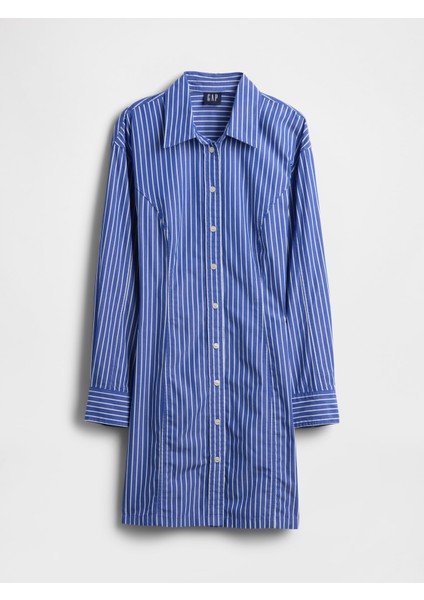 Kadın Mavi Organik Pamuk Poplin Gömlek Elbise fiyatları