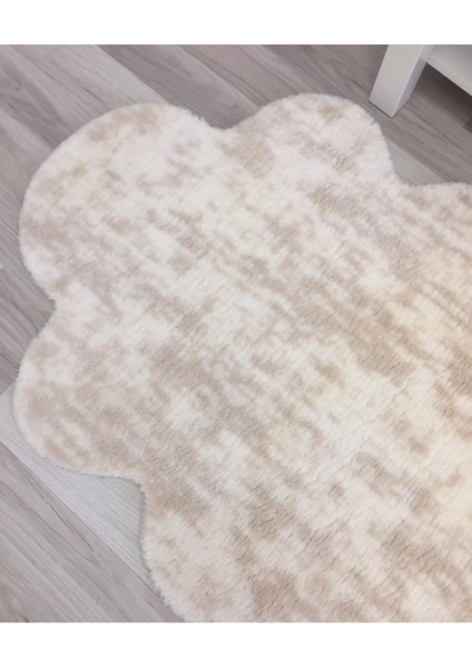 Peluş Post Çift Kafa Kaymaz Taban Yıkanabilir Tavşan Tüyü Halı Yolluk Bej fiyatları