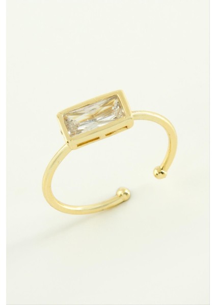 Dikdörtgen Zirkon Taşlı Yüzük